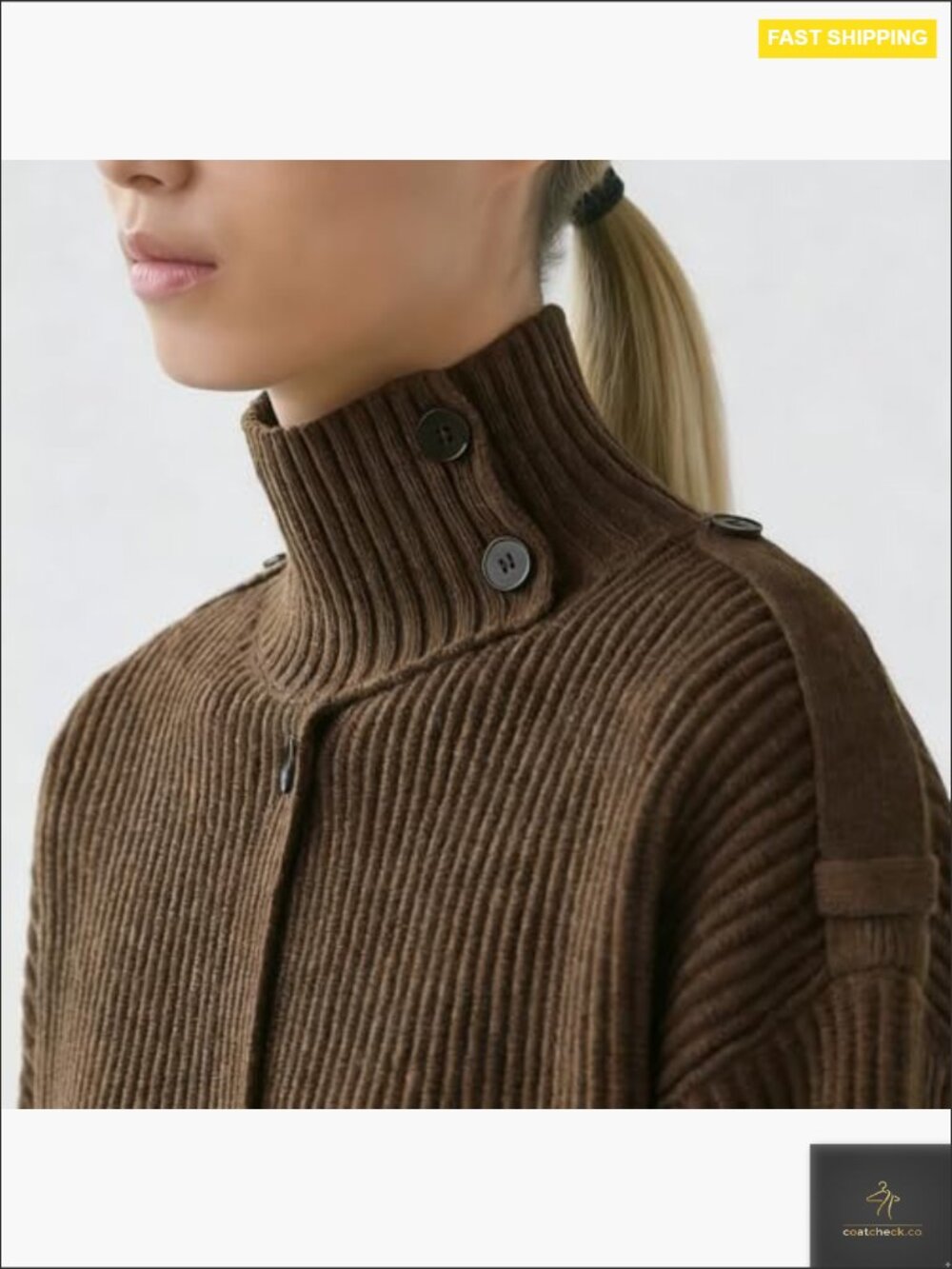 Cropped Cardigan Turtleneck Knit Coat Button Front Casual Elegant Fall Outfit - Picture 5 of 5